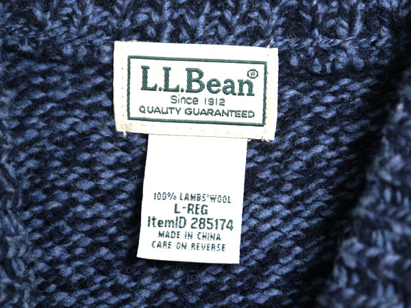 エルエルビーン ヘンリーネック ニット セーター メンズ L / 古着 アウトドア ラム ウール モックネック 長袖ニット プルオーバー 無地 紺