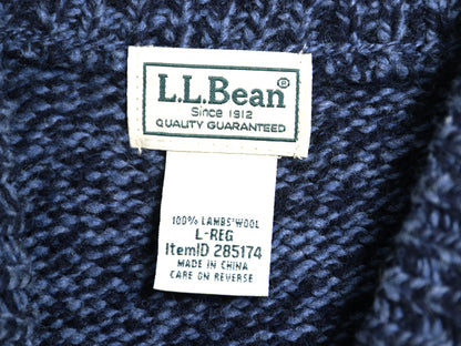 エルエルビーン ヘンリーネック ニット セーター メンズ L / 古着 アウトドア ラム ウール モックネック 長袖ニット プルオーバー 無地 紺