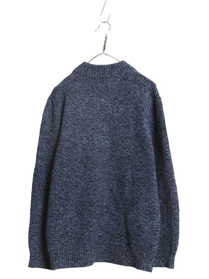 エルエルビーン ヘンリーネック ニット セーター メンズ L / 古着 アウトドア ラム ウール モックネック 長袖ニット プルオーバー 無地 紺
