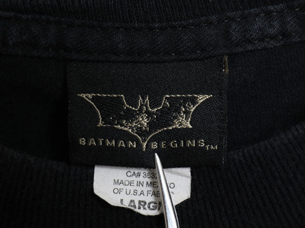 00s バットマン イラスト プリント 半袖 Tシャツ メンズ L / 映画 ムービー アメコミ オフィシャル キャラクター グラフィック 当時物 黒