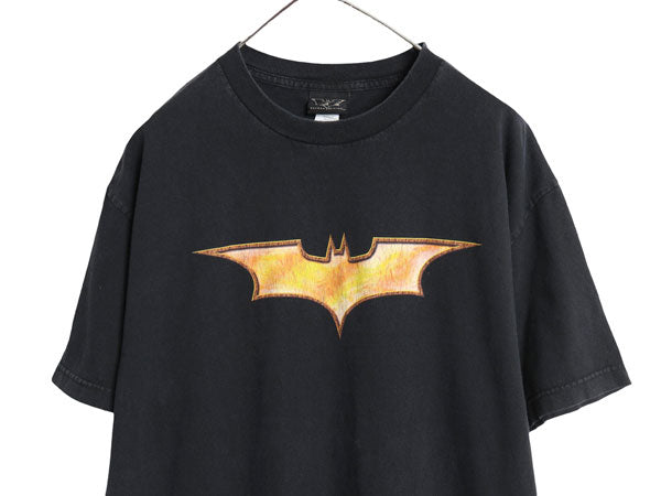 00s バットマン イラスト プリント 半袖 Tシャツ メンズ L / 映画 ムービー アメコミ オフィシャル キャラクター グラフィック 当時物 黒