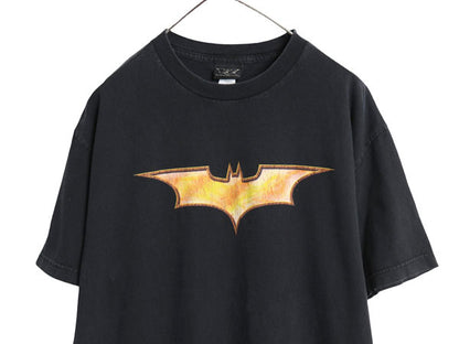 00s バットマン イラスト プリント 半袖 Tシャツ メンズ L / 映画 ムービー アメコミ オフィシャル キャラクター グラフィック 当時物 黒