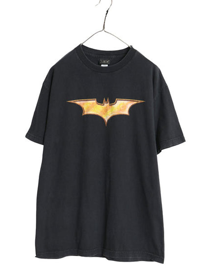 00s バットマン イラスト プリント 半袖 Tシャツ メンズ L / 映画 ムービー アメコミ オフィシャル キャラクター グラフィック 当時物 黒