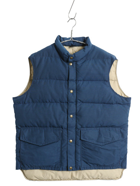 70s USA製 ウールリッチ ダウン ベスト メンズ L 古着 旧タグ ヴィンテージ アウトドア 重ね着 前開き ハイネック フルジップ ロクヨン 紺