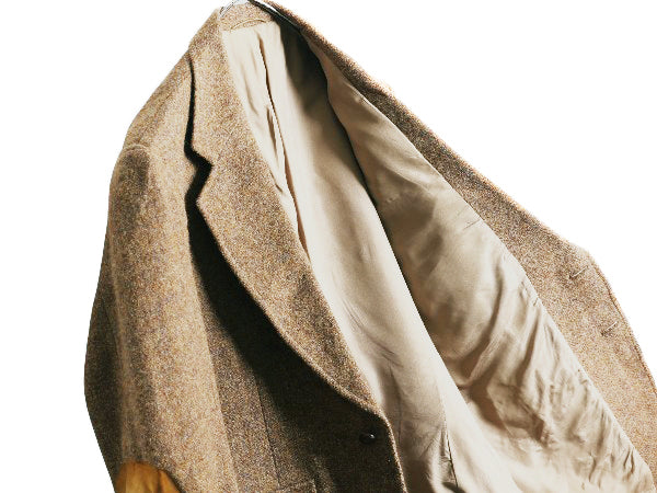 70s ハリスツイード テーラード ジャケット メンズ L 程 旧タグ ヴィンテージ ブレザー ウール ツイード ハンティング 本革 エルボーパッチ