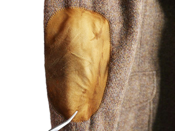 70s ハリスツイード テーラード ジャケット メンズ L 程 旧タグ ヴィンテージ ブレザー ウール ツイード ハンティング 本革 エルボーパッチ