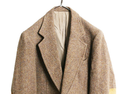 70s ハリスツイード テーラード ジャケット メンズ L 程 旧タグ ヴィンテージ ブレザー ウール ツイード ハンティング 本革 エルボーパッチ