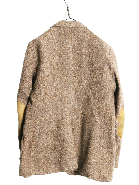 70s ハリスツイード テーラード ジャケット メンズ L 程 旧タグ ヴィンテージ ブレザー ウール ツイード ハンティング 本革 エルボーパッチ