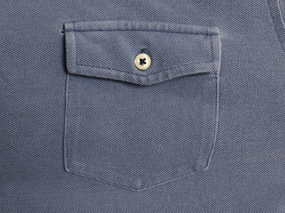 ポロ ラルフローレン 鹿の子 長袖 ポロシャツ メンズ M CLASSIC FIT ポニー ワンポイント 無地 長袖シャツ トップス ボックス 淡い ブルー
