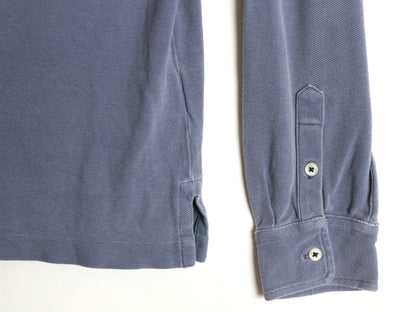 ポロ ラルフローレン 鹿の子 長袖 ポロシャツ メンズ M CLASSIC FIT ポニー ワンポイント 無地 長袖シャツ トップス ボックス 淡い ブルー