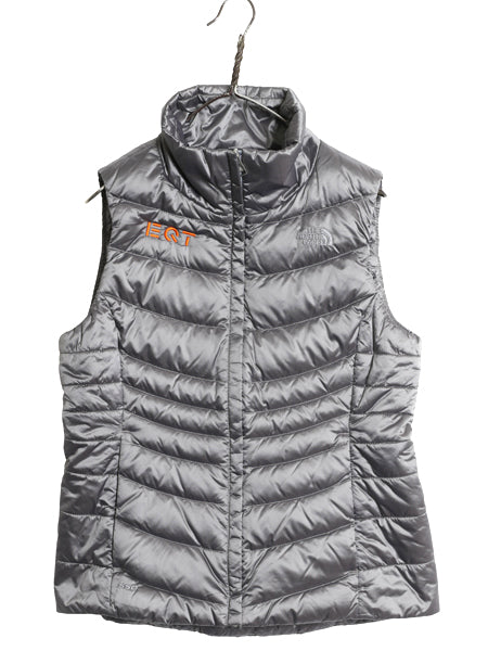 US企画 ノースフェイス ナイロン ダウン ベスト レディース M 古着 フルジップ キルティング 550フィル アウトドア 重ね着 ハイネック 企業