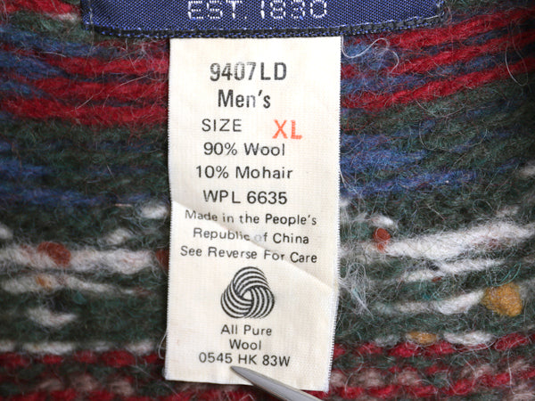 80s ウールリッチ ノルディック ニット セーター メンズ XL / ヴィンテージ ウール モヘア バーズアイ 丸ヨーク 求心柄 総柄 大きいサイズ