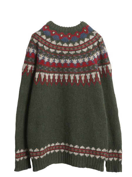 80s ウールリッチ ノルディック ニット セーター メンズ XL / ヴィンテージ ウール モヘア バーズアイ 丸ヨーク 求心柄 総柄 大きいサイズ