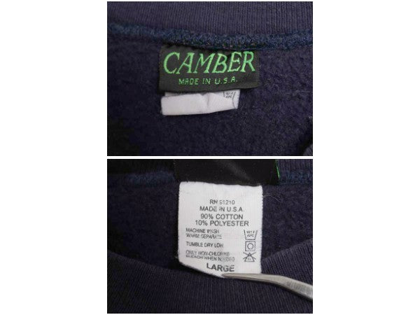 90s USA製 キャンバー プリント スウェット メンズ L / オールド トレーナー 裏起毛 ヘビーウェイト ワンポイント 企業 ロゴ クルーネック