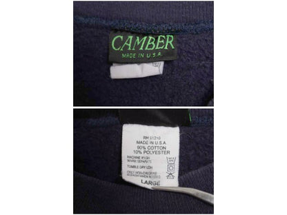 90s USA製 キャンバー プリント スウェット メンズ L / オールド トレーナー 裏起毛 ヘビーウェイト ワンポイント 企業 ロゴ クルーネック