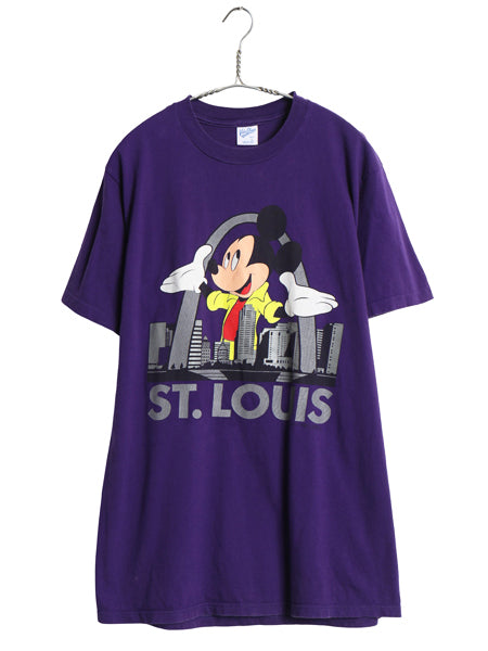 90s USA製 ミッキー プリント Tシャツ メンズ レディース L / オールド ディズニー オフィシャル キャラクター イラスト ヘビーウェイト 紫