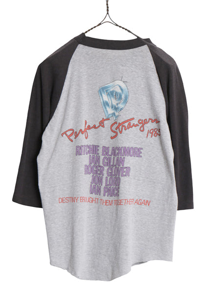 80s ★ ディープパープル ツアー イラスト プリント ベースボール Tシャツ メンズ M 程 / ヴィンテージ オフィシャル ロック バンド 7分袖