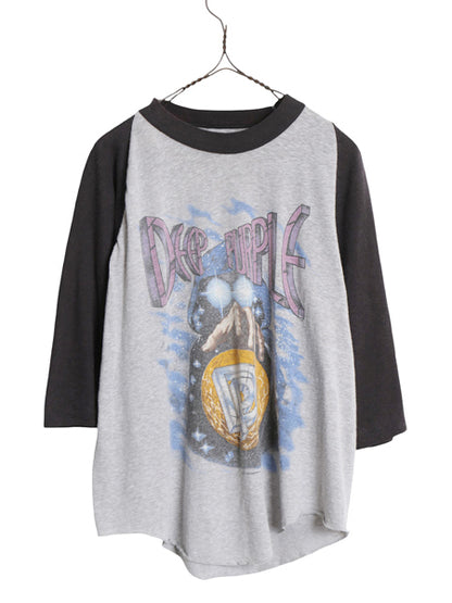 80s ★ ディープパープル ツアー イラスト プリント ベースボール Tシャツ メンズ M 程 / ヴィンテージ オフィシャル ロック バンド 7分袖