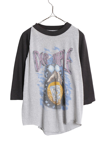 80s ★ ディープパープル ツアー イラスト プリント ベースボール Tシャツ メンズ M 程 / ヴィンテージ オフィシャル ロック バンド 7分袖