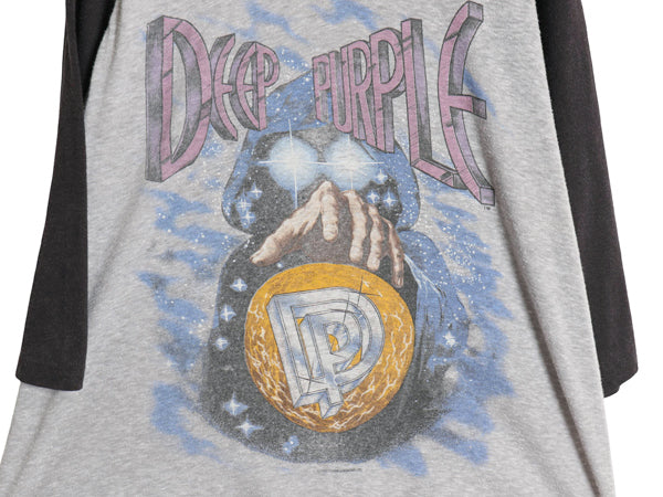 80s ★ ディープパープル ツアー イラスト プリント ベースボール Tシャツ メンズ M 程 / ヴィンテージ オフィシャル ロック バンド 7分袖