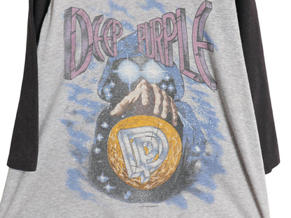 80s ★ ディープパープル ツアー イラスト プリント ベースボール Tシャツ メンズ M 程 / ヴィンテージ オフィシャル ロック バンド 7分袖