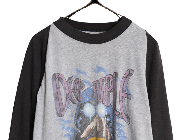 80s ★ ディープパープル ツアー イラスト プリント ベースボール Tシャツ メンズ M 程 / ヴィンテージ オフィシャル ロック バンド 7分袖