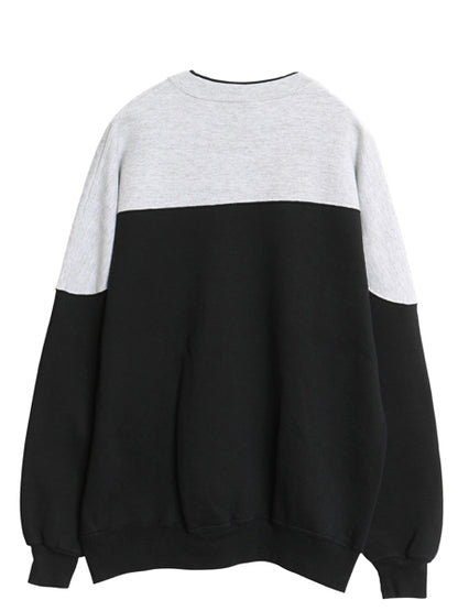 90s ラッセル RUSSELL 無地 スウェット メンズ レディース XXL 古着 オールド トレーナー 裏起毛 バイカラー ツートン 大きいサイズ 黒 灰