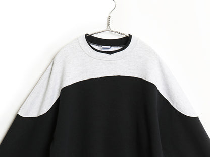 90s ラッセル RUSSELL 無地 スウェット メンズ レディース XXL 古着 オールド トレーナー 裏起毛 バイカラー ツートン 大きいサイズ 黒 灰