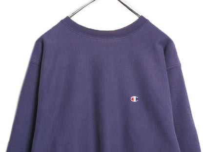 90s USA製 ★ チャンピオン リバースウィーブ スウェット メンズ XL 古着 オールド トレーナー ワンポイント 目付き 大きいサイズ パープル