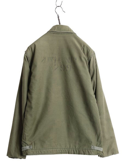 60s 70s 米軍実物 USN ネイビー シービーズ A-2 デッキ ジャケット メンズ M 程 ヴィンテージ ミリタリー 軍物 裏ボア ブルゾン ステンシル