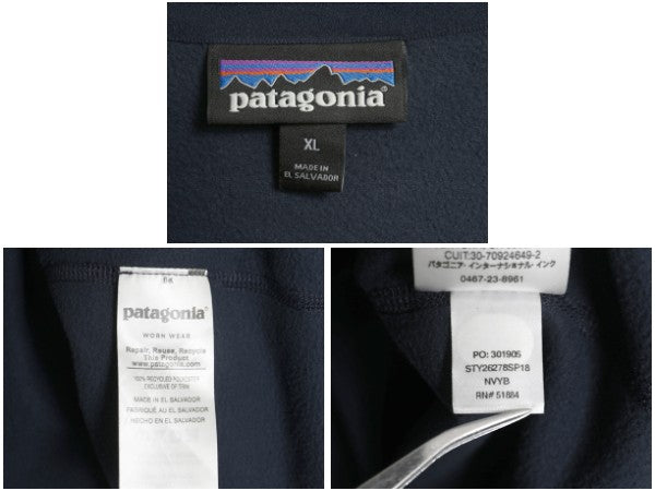 パタゴニア マイクロD ハーフジップ フリース プルオーバー レディース XL 18年製 ロンT 長袖 Tシャツ ハイネック 大きいサイズ 企業物 紺