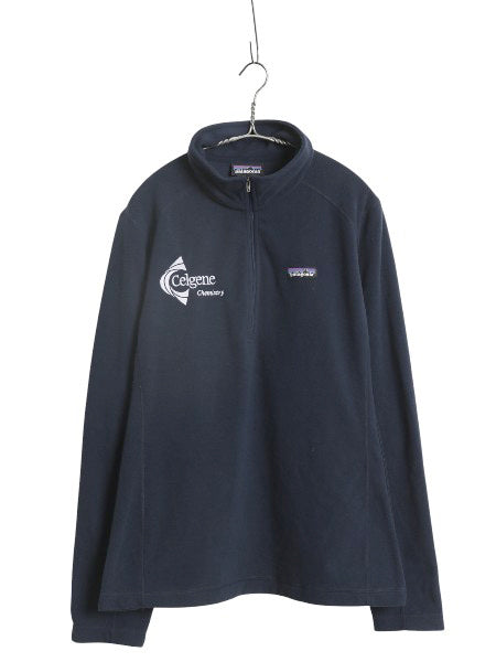パタゴニア マイクロD ハーフジップ フリース プルオーバー レディース XL 18年製 ロンT 長袖 Tシャツ ハイネック 大きいサイズ 企業物 紺
