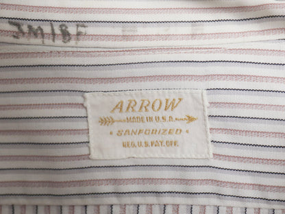40s USA製 ★ ARROW マチ付き ストライプ 長袖 ドレス シャツ メンズ M 程/ ヴィンテージ フォーマル コットン ポケット付き マルチカラー