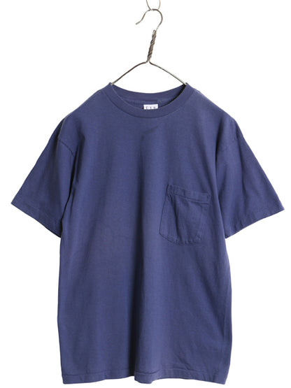 90s USA製 オールド ギャップ ポケット付き 無地 半袖 Tシャツ メンズ S シングルステッチ ヘビーウェイト コットン ポケT 耳付き ネイビー