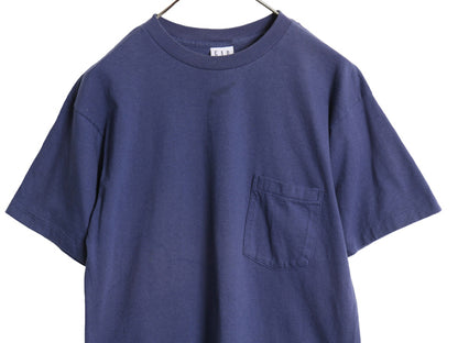 90s USA製 オールド ギャップ ポケット付き 無地 半袖 Tシャツ メンズ S シングルステッチ ヘビーウェイト コットン ポケT 耳付き ネイビー