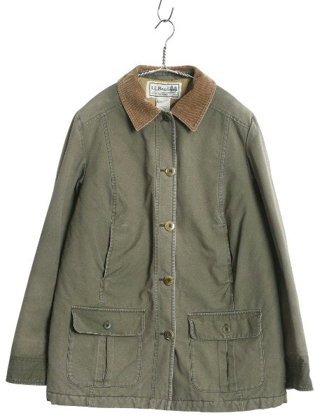 00s エルエルビーン キャンバス ハンティング ジャケット レディース S オールド カバーオール コットン ハーフ コート 中綿 ライナー付き