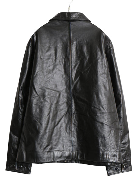 90s オールド ギャップ 本革 レザー ジャケット メンズ L 古着 紺タグ 革ジャン 中綿 キルティング スイングトップ シングル ライダース 黒