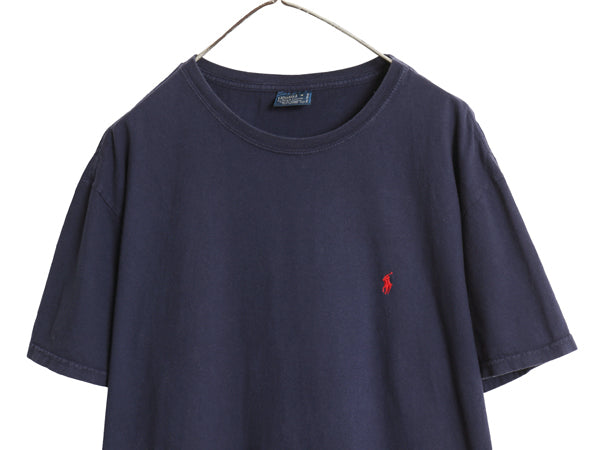 90s ポロ ラルフローレン 半袖 Tシャツ メンズ XL / オールド コットン ワンポイント カットソー シンプル トップス 大きいサイズ ネイビー