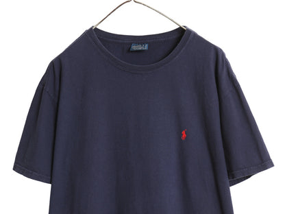 90s ポロ ラルフローレン 半袖 Tシャツ メンズ XL / オールド コットン ワンポイント カットソー シンプル トップス 大きいサイズ ネイビー