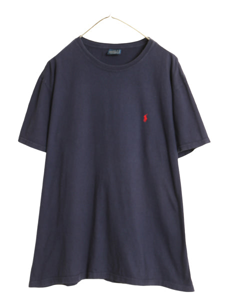 90s ポロ ラルフローレン 半袖 Tシャツ メンズ XL / オールド コットン ワンポイント カットソー シンプル トップス 大きいサイズ ネイビー