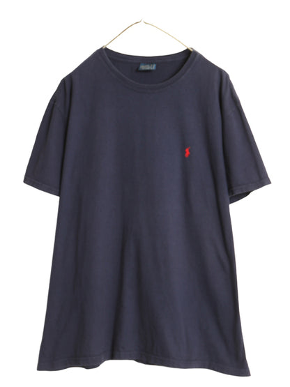 90s ポロ ラルフローレン 半袖 Tシャツ メンズ XL / オールド コットン ワンポイント カットソー シンプル トップス 大きいサイズ ネイビー