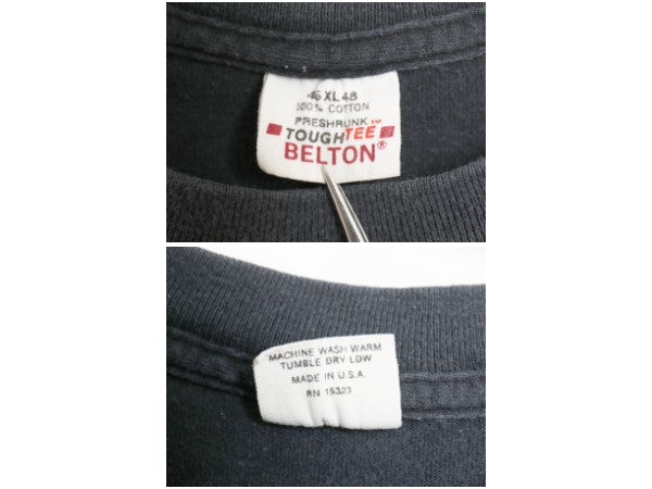 80s USA製 ポケット付き 半袖 Tシャツ メンズ XL 小さめ L 程/ ヴィンテージ ハーレー ダビッドソン ワッペン ポケT シングルステッチ 黒