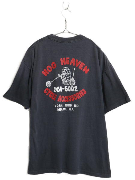 80s USA製 ポケット付き 半袖 Tシャツ メンズ XL 小さめ L 程/ ヴィンテージ ハーレー ダビッドソン ワッペン ポケT シングルステッチ 黒
