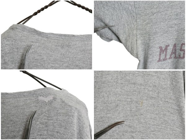 50s ランタグ ★ チャンピオン 3段 染込み プリント Tシャツ メンズ M 程/ 古着 ヴィンテージ 当時物 カレッジ シングルステッチ 霜降り 灰