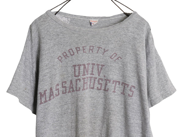 50s ランタグ ★ チャンピオン 3段 染込み プリント Tシャツ メンズ M 程/ 古着 ヴィンテージ 当時物 カレッジ シングルステッチ 霜降り 灰