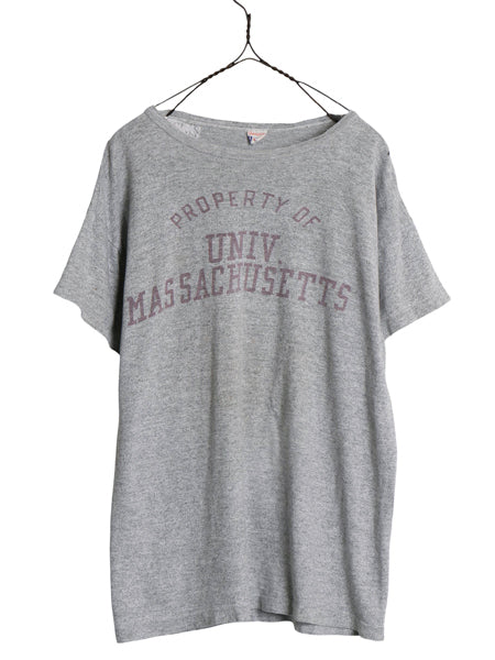 50s ランタグ ★ チャンピオン 3段 染込み プリント Tシャツ メンズ M 程/ 古着 ヴィンテージ 当時物 カレッジ シングルステッチ 霜降り 灰