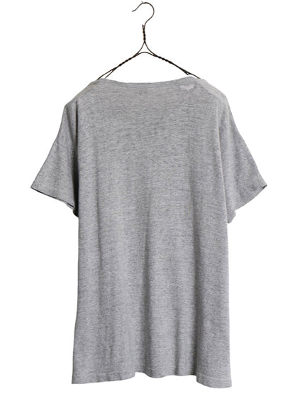50s ランタグ ★ チャンピオン 3段 染込み プリント Tシャツ メンズ M 程/ 古着 ヴィンテージ 当時物 カレッジ シングルステッチ 霜降り 灰