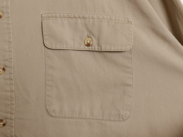 90s ラルフローレン 長袖 シャツ メンズ XL / オールド ポロ コットン ツイル チノ 薄手 無地 大きいサイズ シンプル ゆったり カジュアル