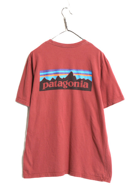 パタゴニア 両面 プリント 半袖 Tシャツ メンズ M / 古着 17年製 アウトドア P6 バックプリント ボックスロゴ カットソー シンプル エンジ