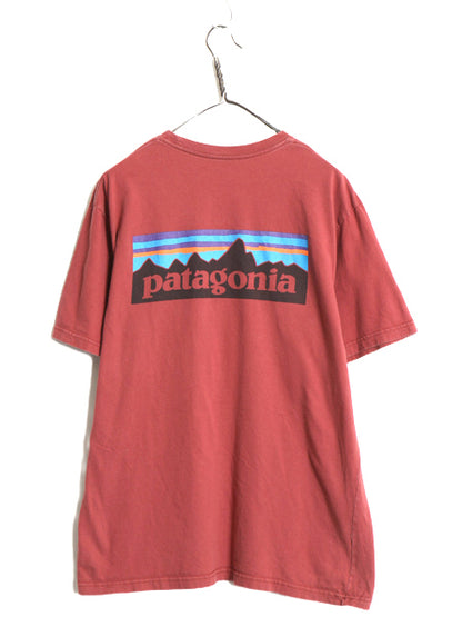 パタゴニア 両面 プリント 半袖 Tシャツ メンズ M / 古着 17年製 アウトドア P6 バックプリント ボックスロゴ カットソー シンプル エンジ